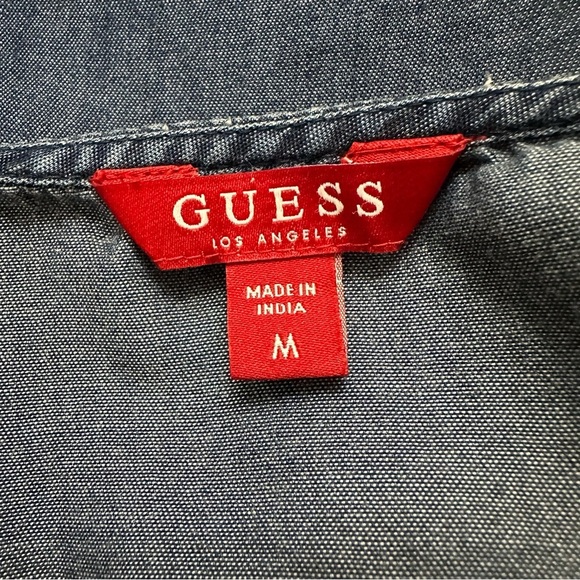 Guess Blue Lace-Up Top SZ Medium Adjustable Straps Made In India Cotton Blend - Picture 2 of 9